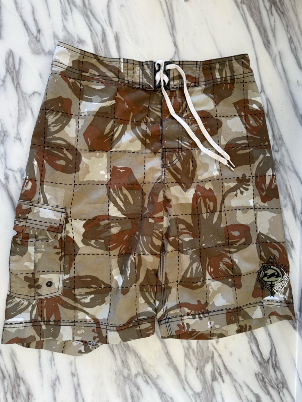 Y2K Billabong Boardshorts Checkered Floral Camo